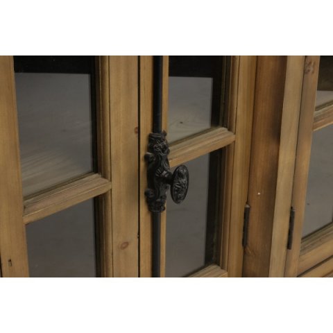 Buffet industriel en bois massif avec portes vitrées 200cm PARYLAN