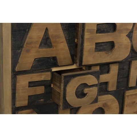 Buffet alphabet en bois massif recyclé industriel ALFABETO