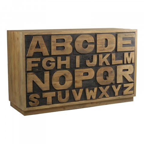 Buffet alphabet en bois massif recyclé industriel ALFABETO