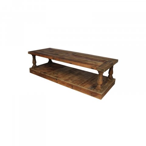 Table basse bois massif avec colonne ORNELLA