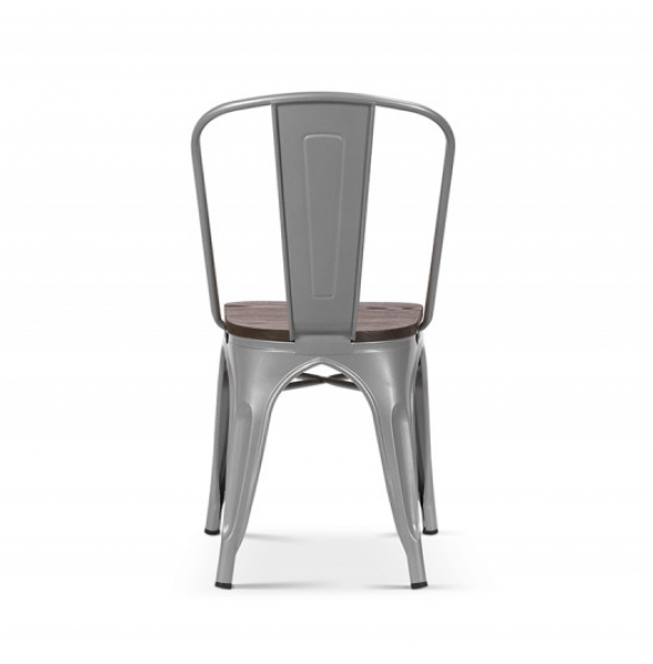 Chaise grise en métal et bois massif style industriel HIPSTER