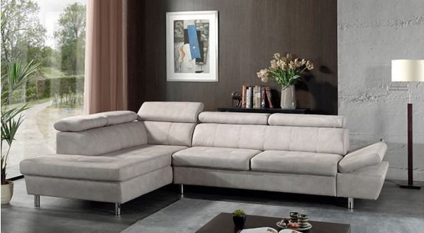 Canapé d'angle en tissu gris clair moderne EVA
