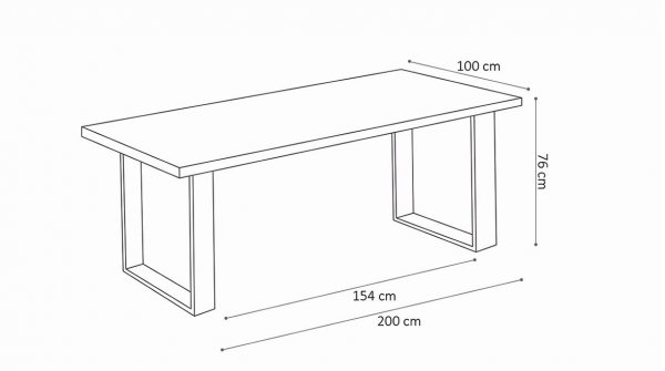 Table à manger 200 cm en bois massif grisé industrielle VICTOR