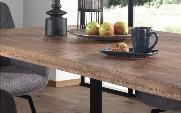 Table à manger en bois massif 180 cm avec piétement métal LOUIS