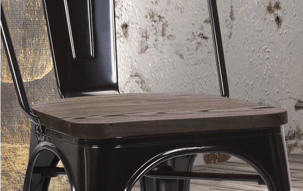 Chaise en métal noir style industriel et bois HIPSTER