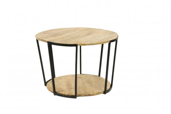 Table basse ronde industrielle bois et métal 70cm MIRAGE