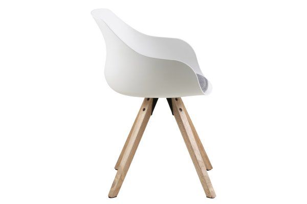 Chaise scandinave blanche avec piétement en bois (lot de 2) HELEN