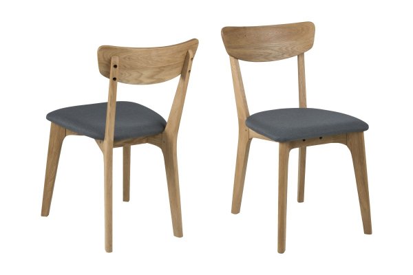 Chaise scandinave bois massif et tissu gris (lot de 2) TIMO