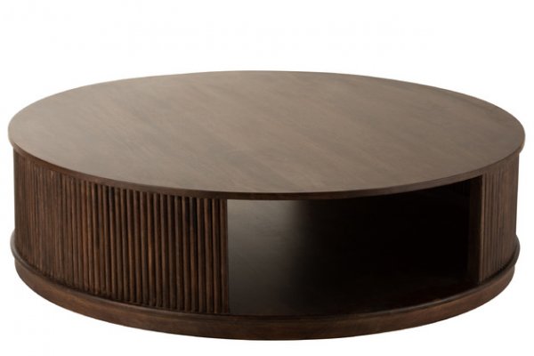 Table basse ronde bois massif moderne marron 120cm RAYAN
