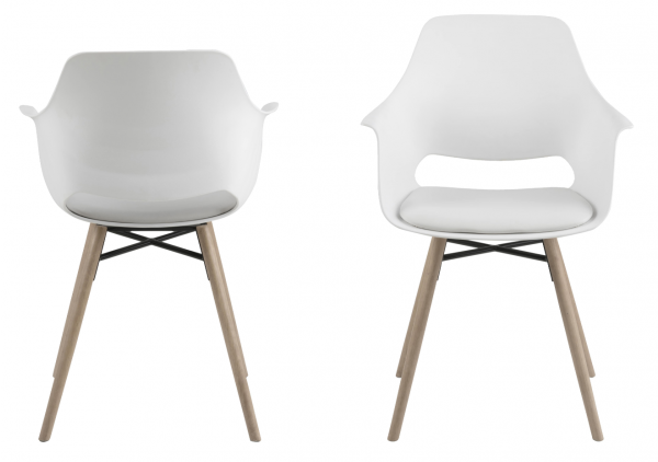 Chaise scandinave design blanche et bois (lot de 2) IVAN