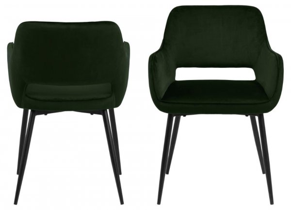 Chaise contemporaine vert foncé en tissu velours (Lot de 2) DESIRE