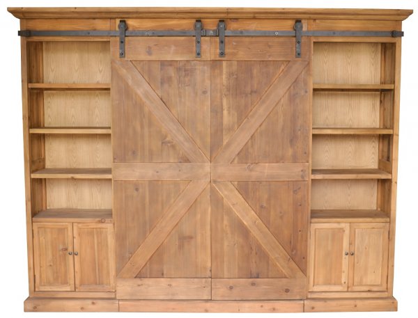 Bibliothéque portes coulissantes bois massif de pin 172cm MATY