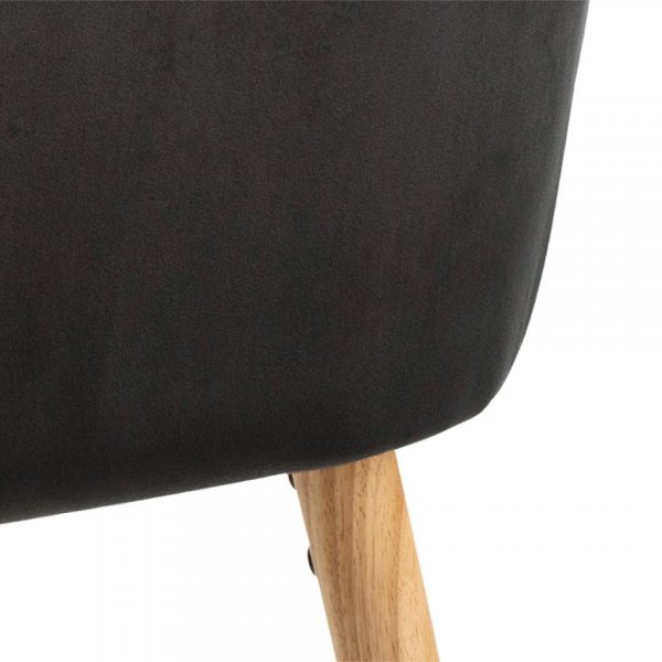 Chaise capitonnée en velours noir piétement bois (Lot de 2) MAJESTY