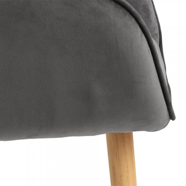 Chaise capitonnée velours gris piétement bois ( Lot de 2) MAJESTY