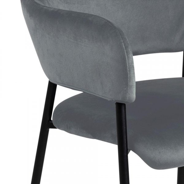 Chaise design en tissu velours gris piétement métal ( Lot de 2) AIKOS