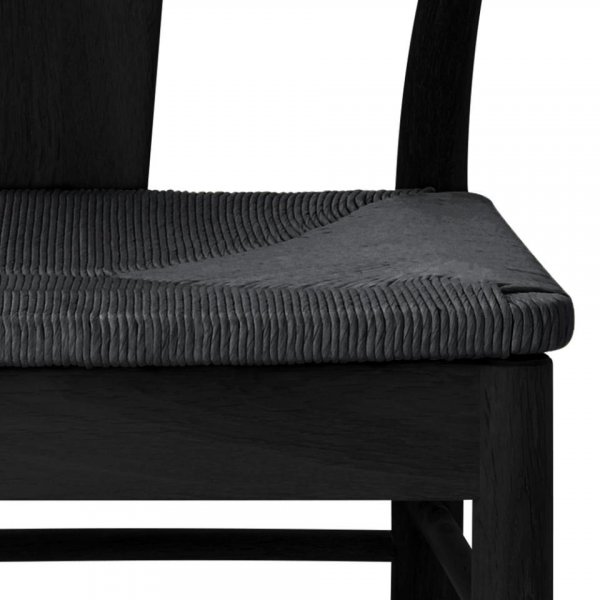 Chaise en bois chêne massif noir avec accoudoirs (Lot de 2)  BJORG