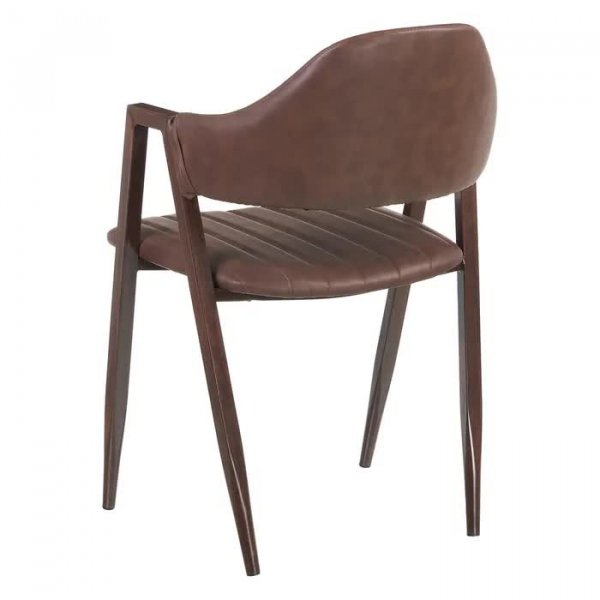 Chaise en simili cuir marron et métal design (lot de 2) LINA