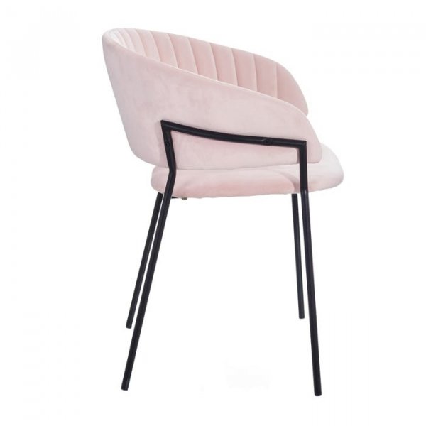 Chaise en tissu velours rose matelassée moderne (lot de 2) AMANDINE
