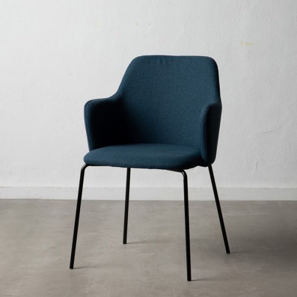 Chaise fauteuil en tissu bleu moderne (lot de 2) EVA 