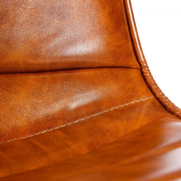 Chaise industrielle matelassée simili cuir cognac (lot de 2) CARL 