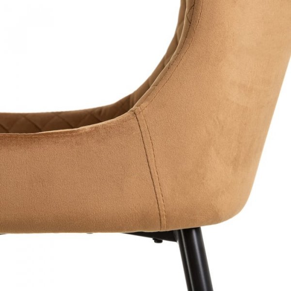 Chaise matelassée velours camel moderne (lot de 2) ELISA