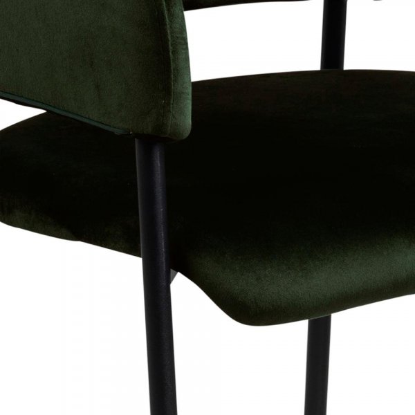 Chaise style design velours vert piétement métal ( Lot de 2) AIKOS