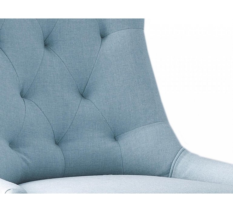 Chaise capitonnée tissu bleu style charme CONSTANCE
