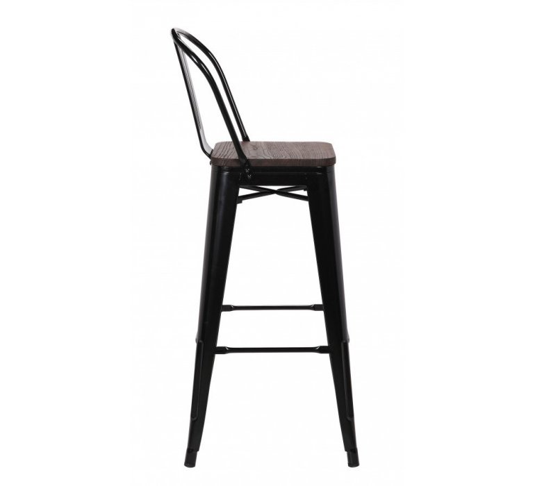 Chaise de bar industrielle métal noir et bois HIPSTER