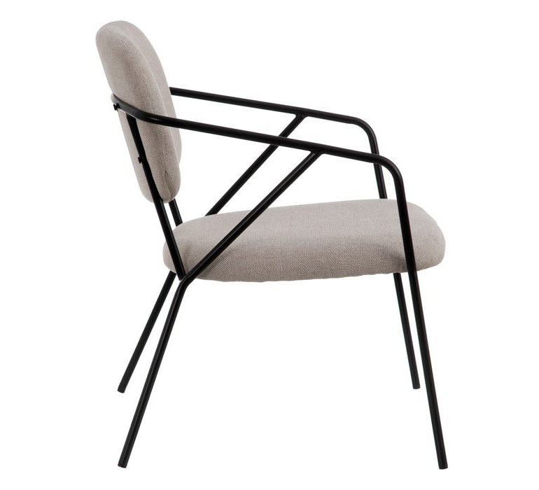 Chaise fauteuil design capitonnée tissu beige SILVA 