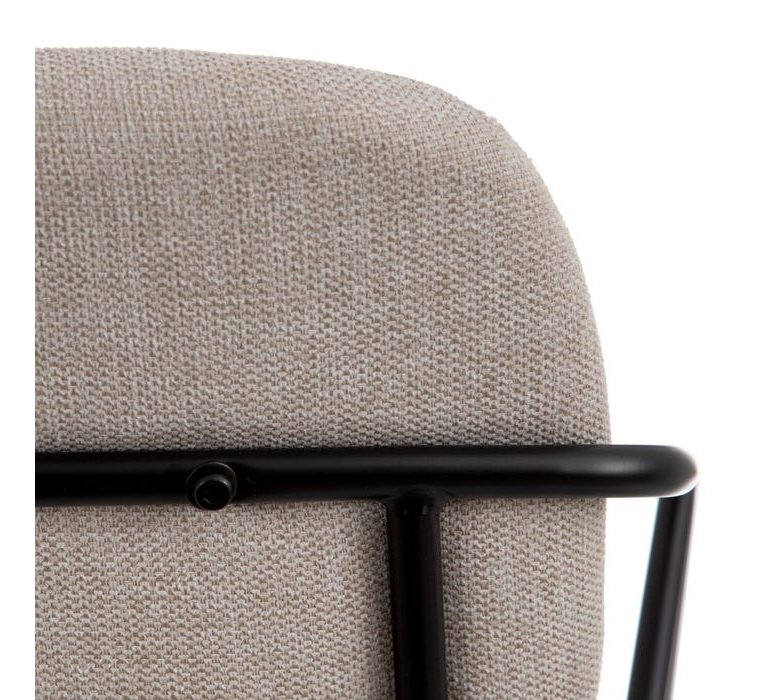 Chaise fauteuil design capitonnée tissu beige SILVA 