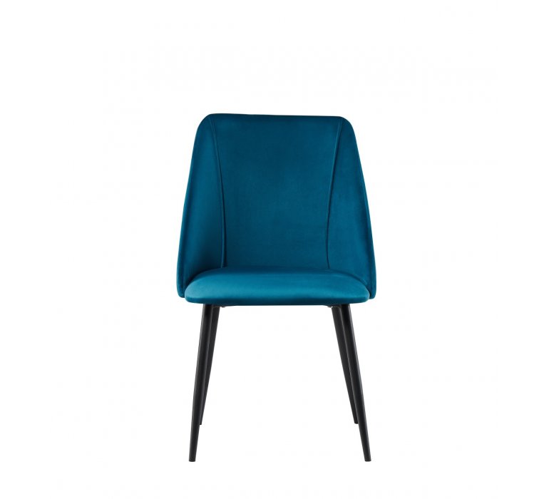 Chaise design velours bleu canard DUCK