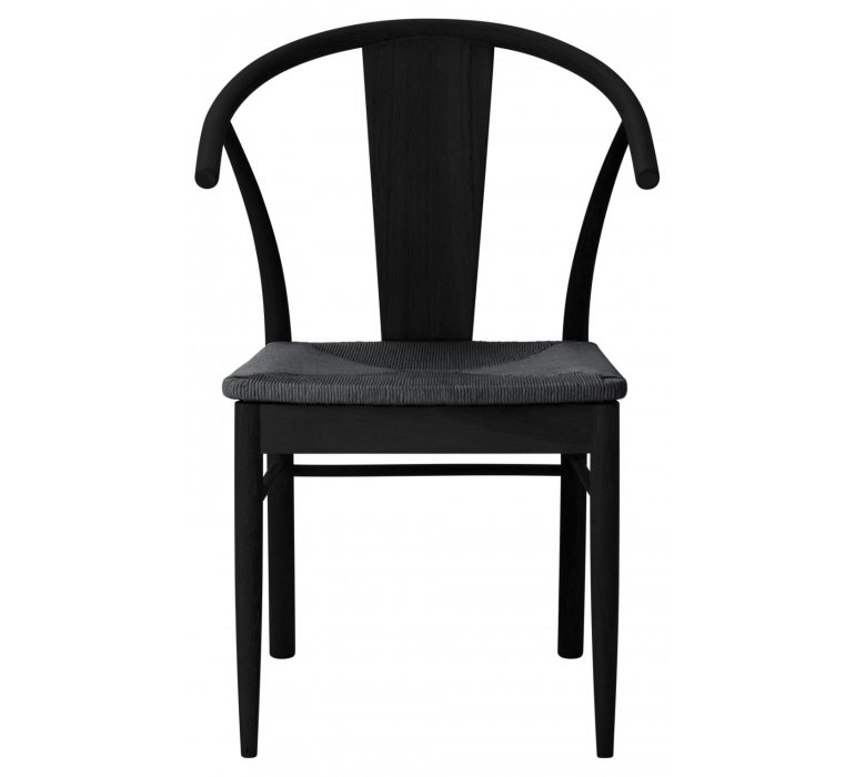 Chaise en bois chêne massif noir avec accoudoirs (Lot de 2) HECTOR