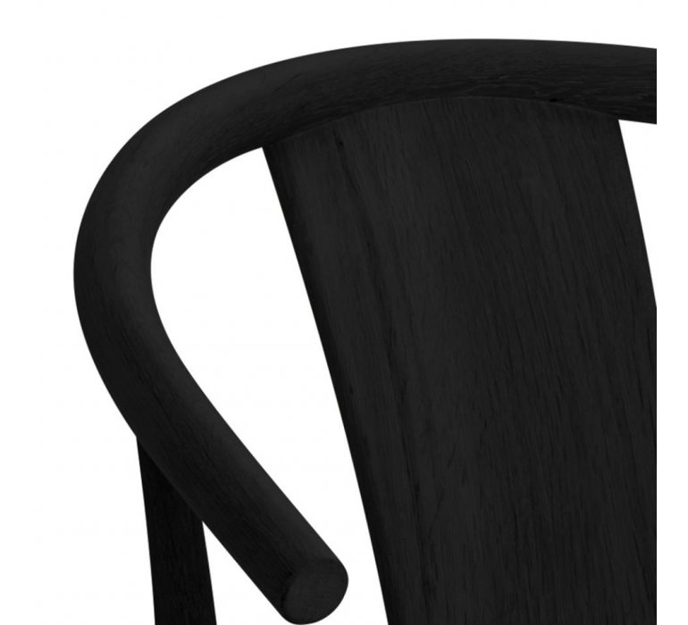 Chaise en bois chêne massif noir avec accoudoirs (Lot de 2) HECTOR
