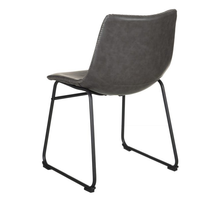Chaise industrielle grise simili cuir avec surpiqûres (lot de 2) JAKE