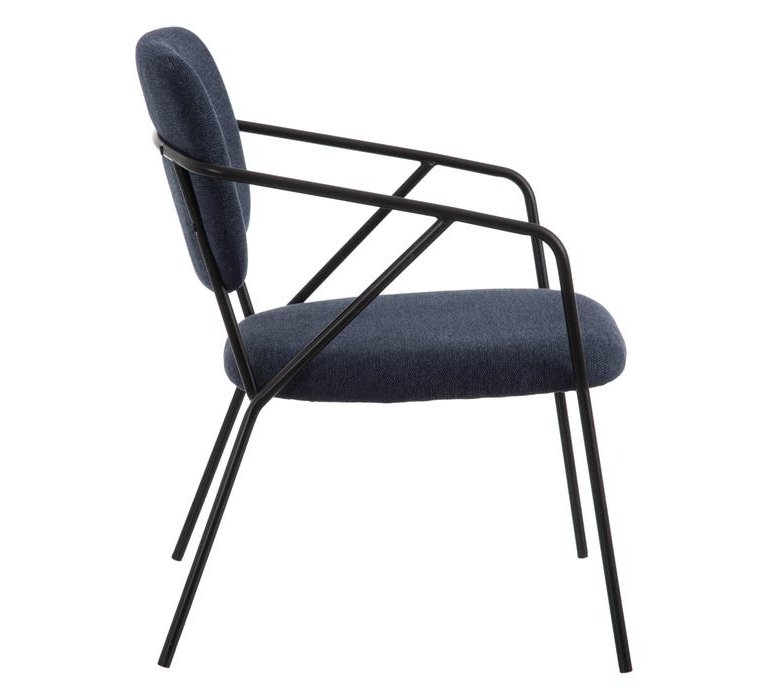 Chaise fauteuil design en tissu bleu capitonnée SILVA 
