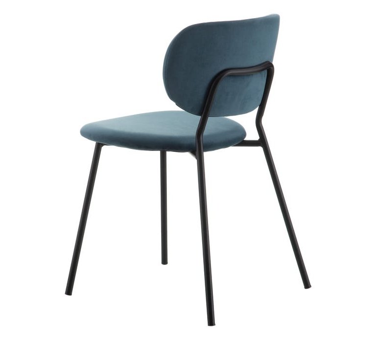Chaise en tissu velours bleu style moderne (lot de 2) LUNA 