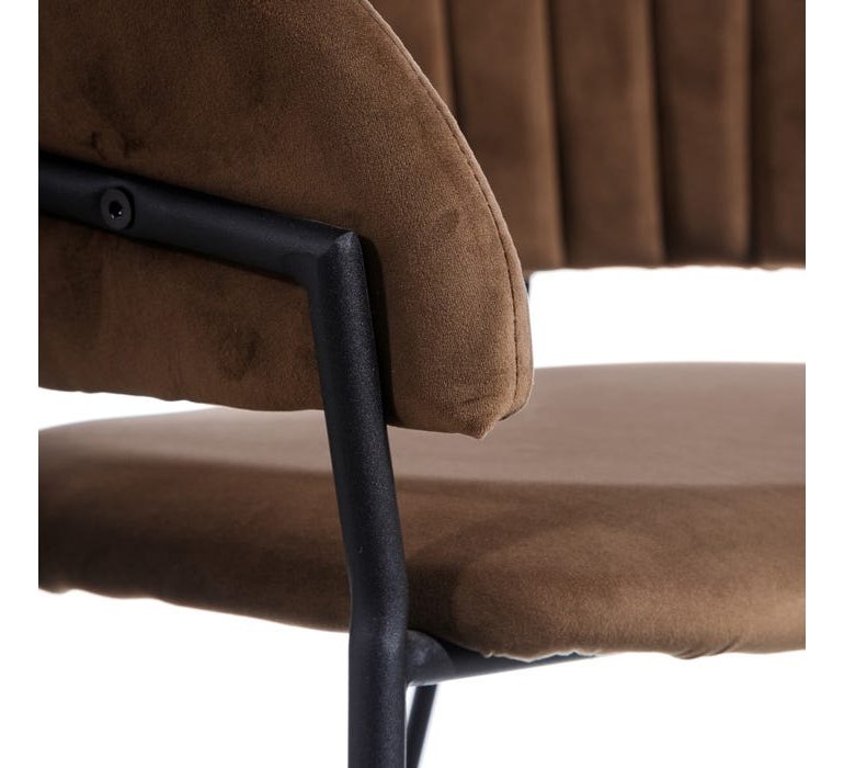 Chaise en velours marron matelassée moderne (lot de 2) AMANDINE  