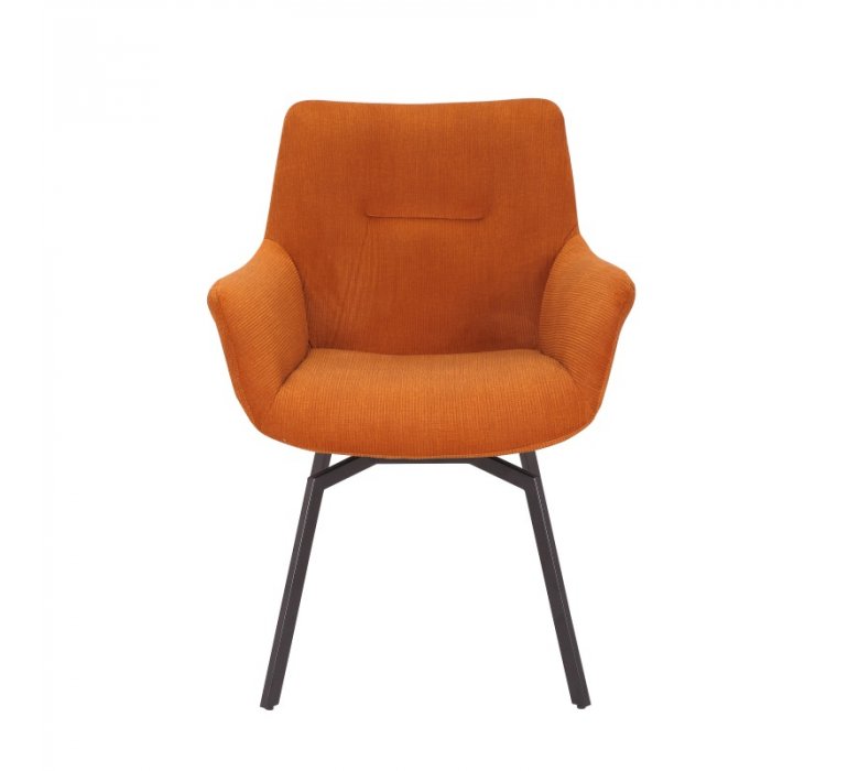 Chaise fauteuil design pivotante velours orange KATEO