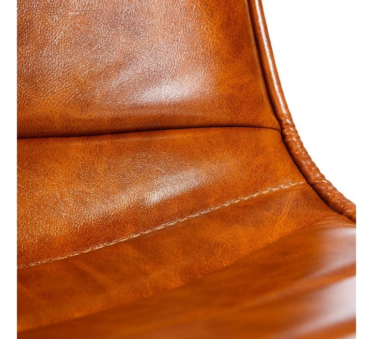 Chaise industrielle matelassée simili cuir cognac (lot de 2) CARL 