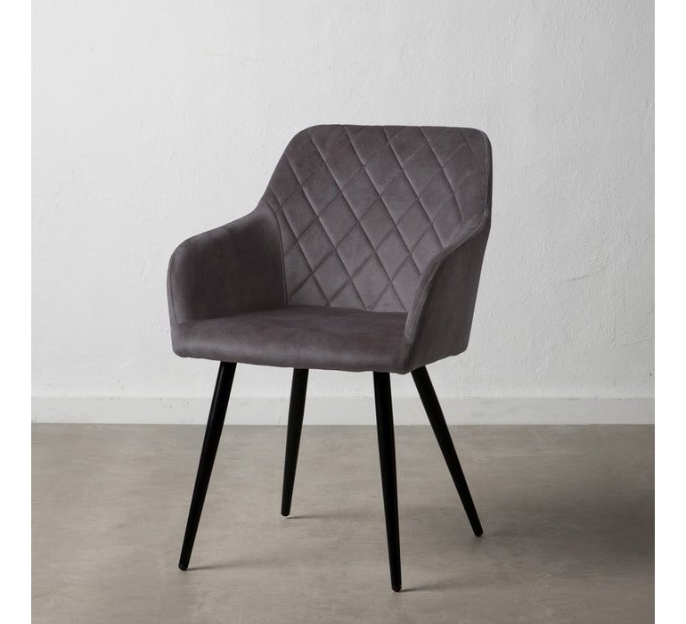 Chaise matelassée en velours gris moderne (lot de 2) MILA