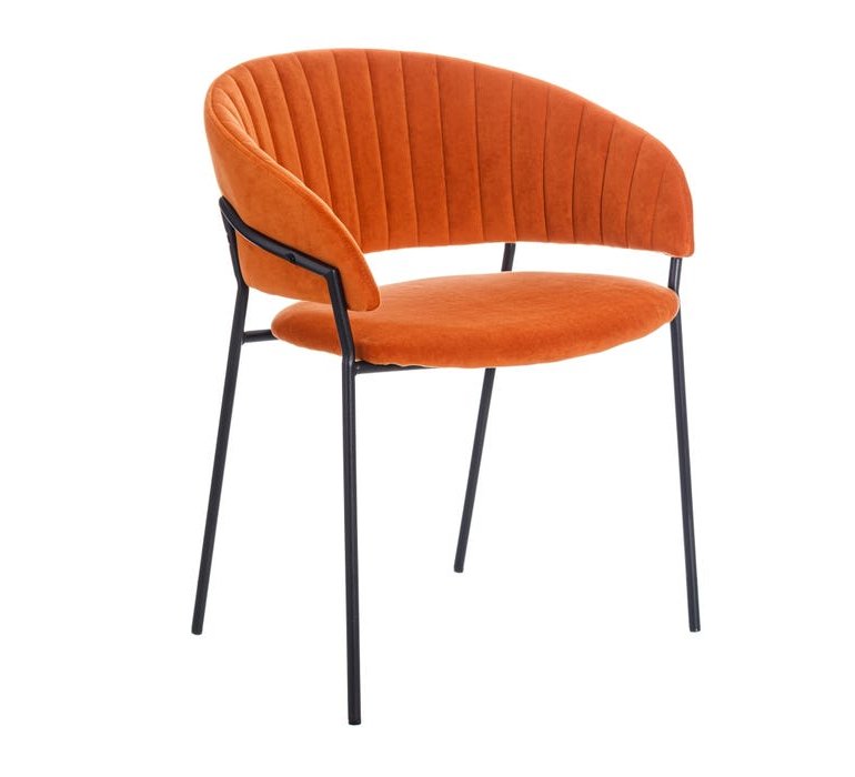 Chaise matelassée en velours orange moderne (lot de 2) AMANDINE