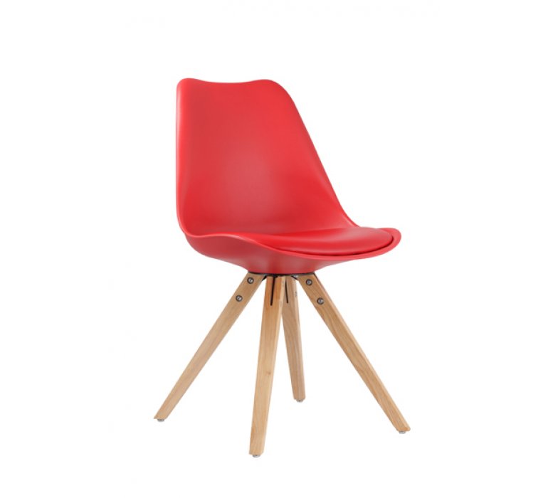 Chaise scandinave rouge SUEDE