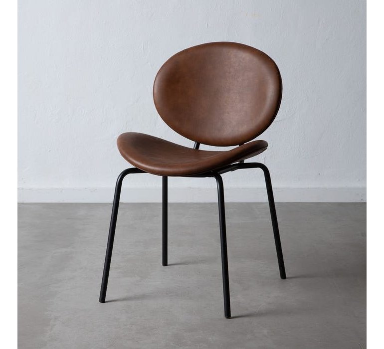 Chaise simili cuir marron design (lot de 2) ROY