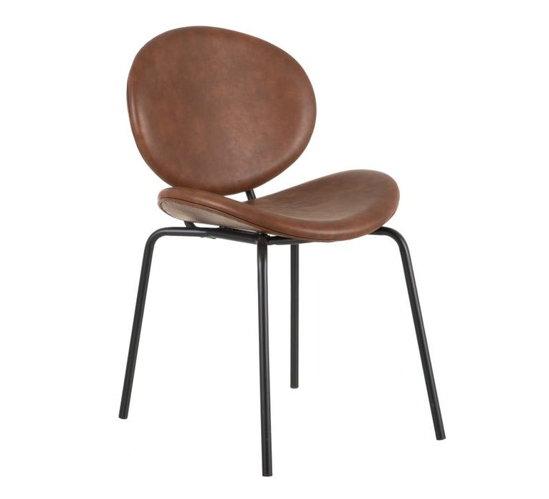 Chaise simili cuir marron design (lot de 2) ROY