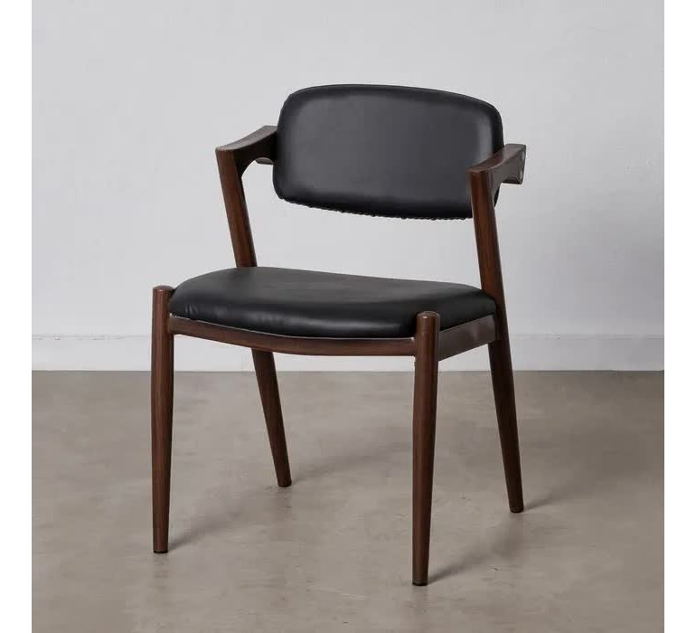 Chaise simili cuir noir design (lot de 2) LYLOU