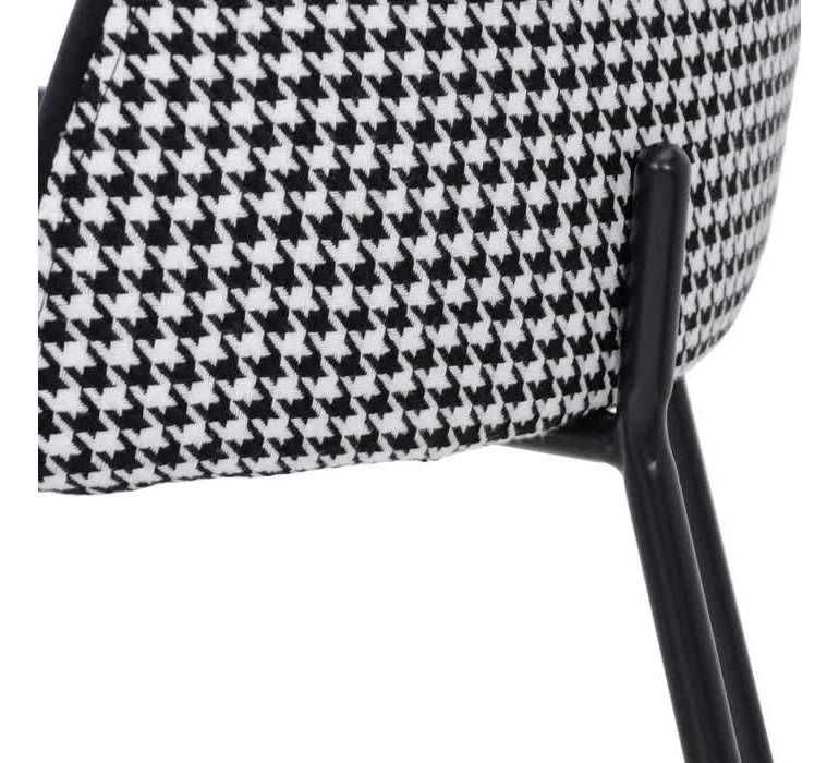 Chaise velours noir design avec motifs pieds de poule (lot de 2) LEA