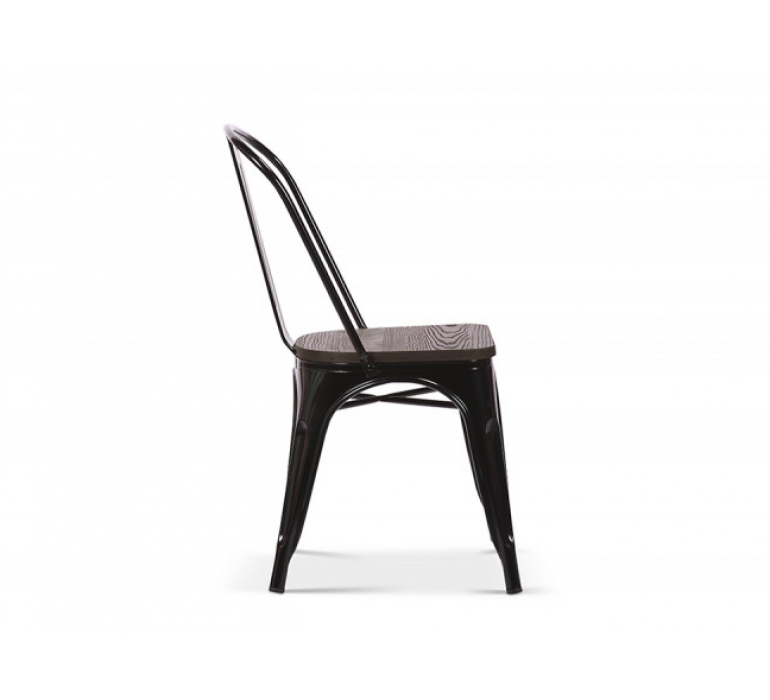 Chaise en métal noir style industriel et bois HIPSTER