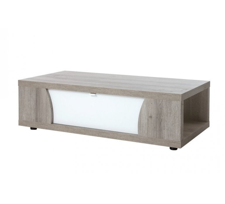 Table basse chêne gris et blanc laqué moderne BACCARA