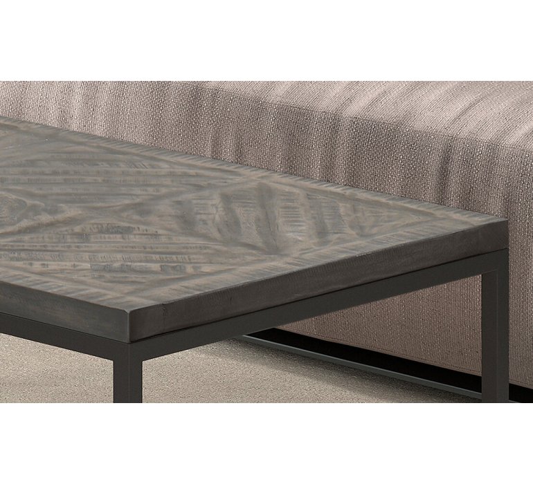 Table basse bois massif grisé motif chevron 120 cm BUMIN