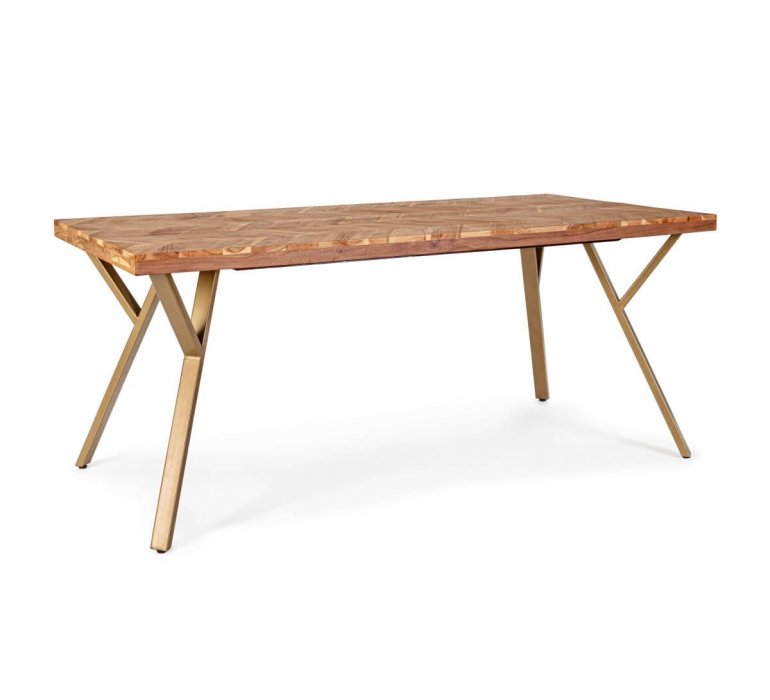 Table à manger 180 cm motif chevron en bois d'acacia massif AXEL